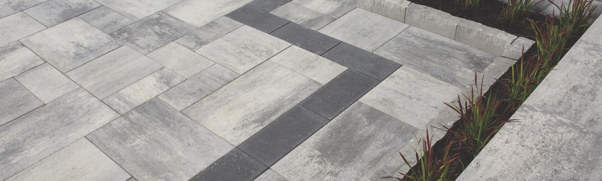 Nueva Paver in Marble grey with Onyx inset by Oaks Landscape